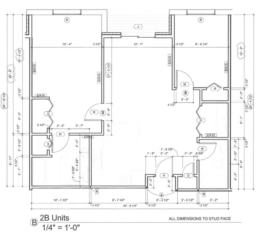 Arborcreek 2B Unit Apartment Floor Plan