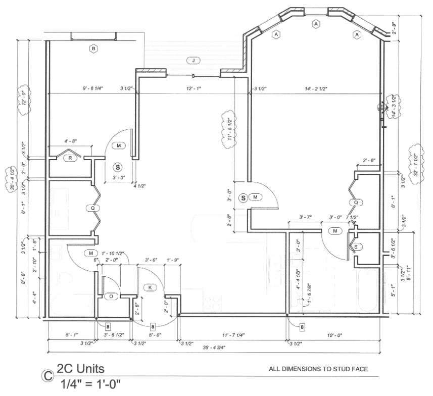 Arborcreek 2C Unit Apartment Floor Plan