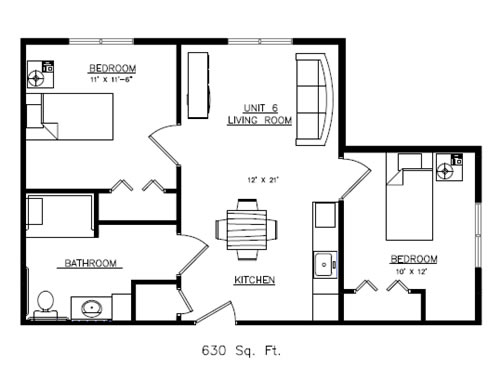 Two Bedroom Floor Plan at Arborwood Lodge 
