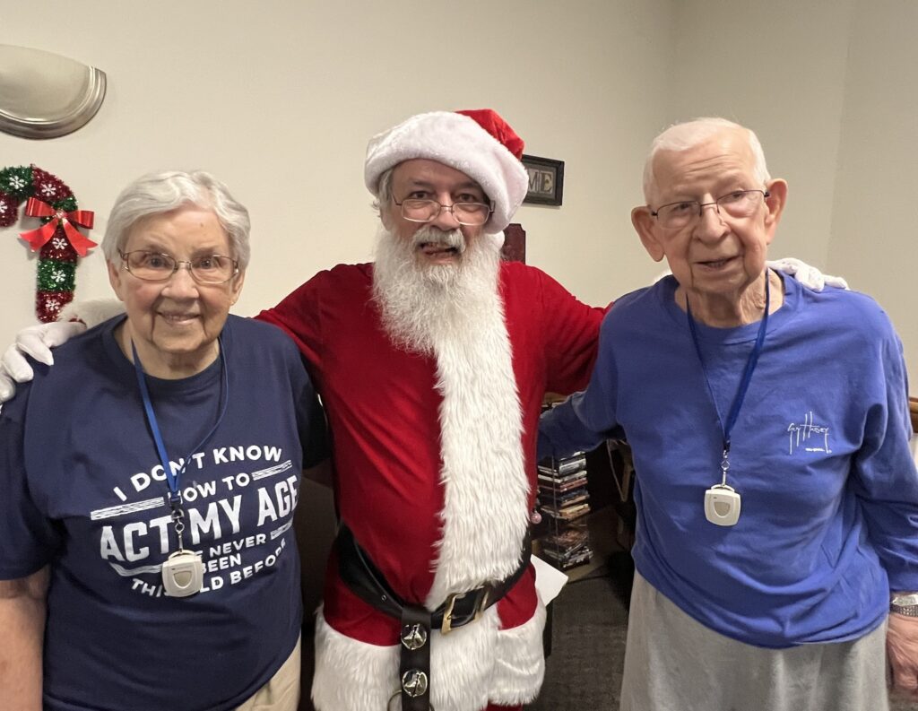 Residents being visited by Santa
